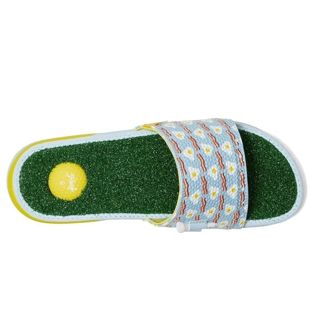 Reef Mulligan Sandals Men's US 8 Blue Leather Round Toe Slip-On Slide VER727
